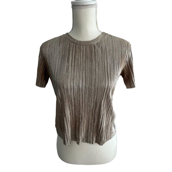 & OTHER STORIES Gold Metallic Tee Top Size 2 - Picture 2 of 5